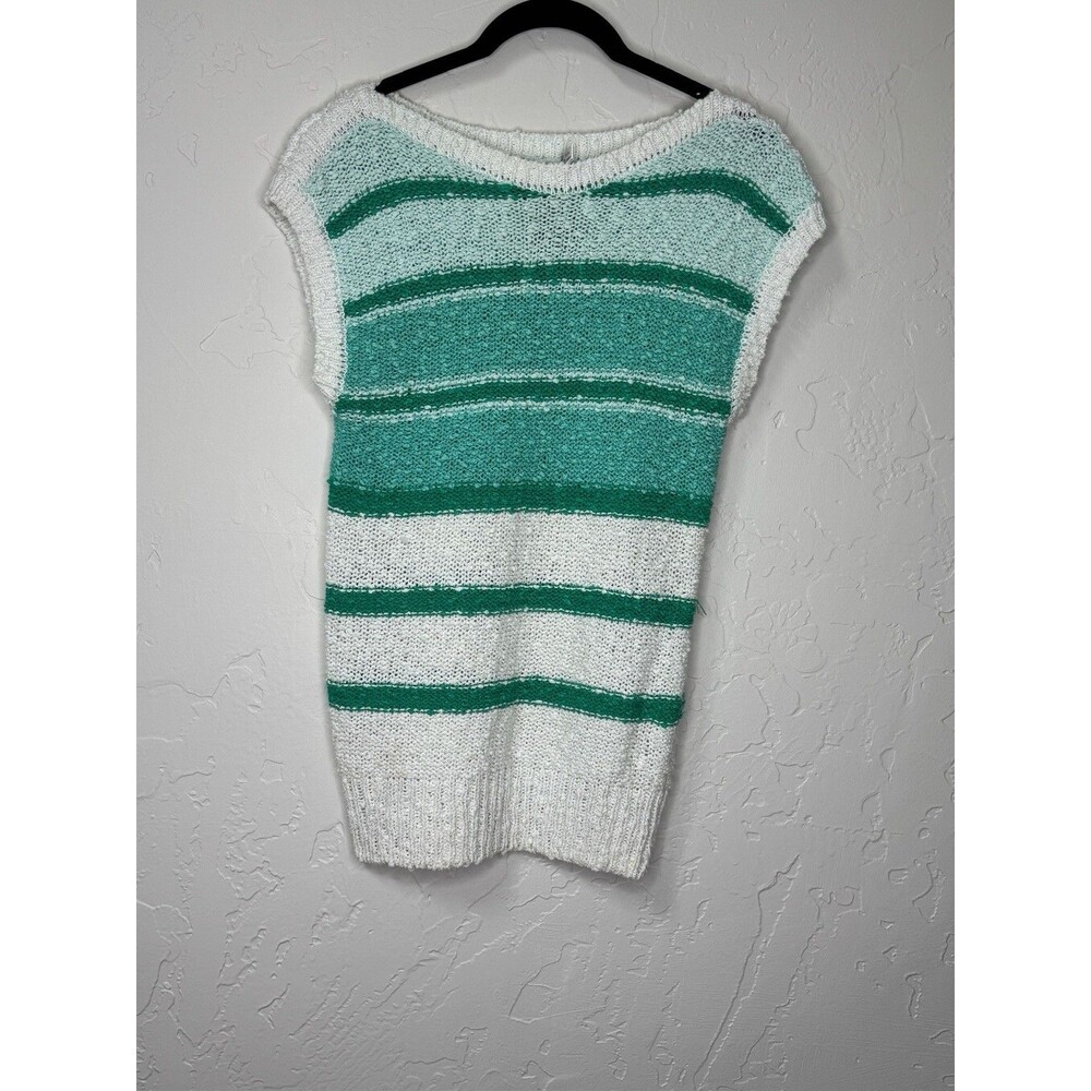 Carducci Ladies Cream White Green Sleeveless Knitted Top